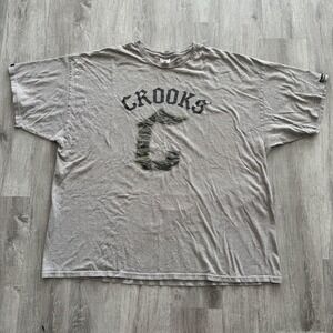 Y2K Crooks & Castles Shirt Mens 3XL Gray Crooks C Logo Graphic Tee Streetwear